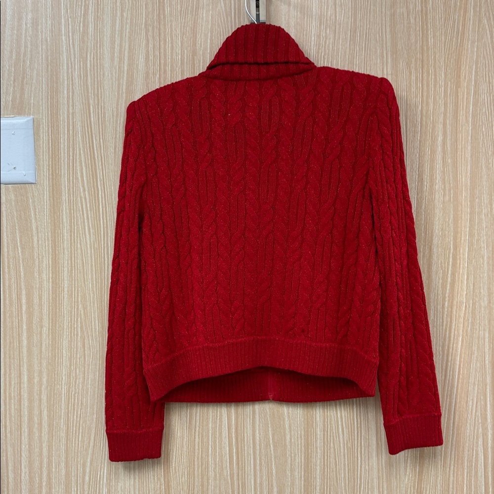 St John Collection by Marie Gray Red Glitter Cardigan Size 8 - Picture 5 of 6